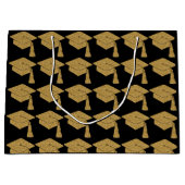 Imitate Gold Glitzer Grad Cap Abschluss Große Geschenktüte (Vorderseite)