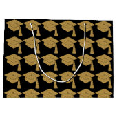 Imitate Gold Glitzer Grad Cap Abschluss Große Geschenktüte (Rückseite)