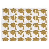 Imitate Gold Glitzer Grad Cap Abschluss Große Geschenktüte (Rückseite)