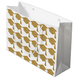 Imitate Gold Glitzer Grad Cap Abschluss Große Geschenktüte