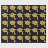 Imitate Gold Glitzer Grad Cap Geschenkpapier (Flach)
