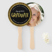 Imitate Gold Glitzer Graduate Foto Abschluss Fächer (Vorne und Hinten)