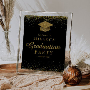 Imitate Gold Glitzer Graduierungsparty Begrüßungsz Poster