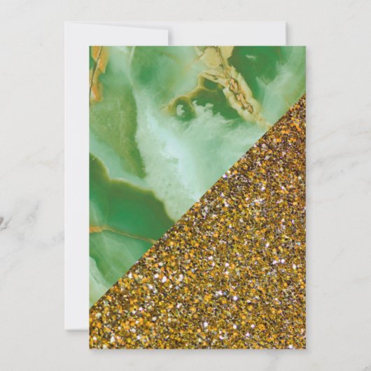 Imitate Gold Glitzer Grüne Marmorhochzeit Einladung (Rückseite)