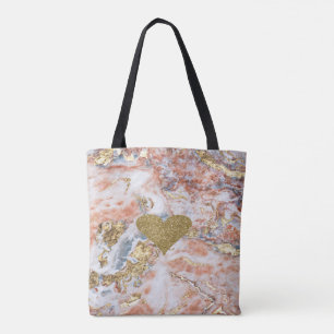 Imitate Gold Glitzer Herz Cool Gold Marmor Textur Tasche