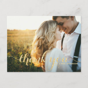 Imitate Gold Glitzer Hochzeit Vielen Dank Postcard Postkarte