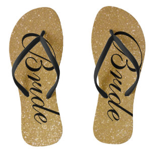 Imitate Gold Glitzer Hochzeitskippen Flops für Bra Badesandalen