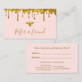 Imitate Gold Glitzer Honig auf rosa Referenzkarte Visitenkarte