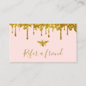 Imitate Gold Glitzer Honig auf rosa Referenzkarte Visitenkarte (Vorderseite)