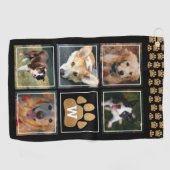 Imitate Gold Glitzer Hund Paw Pet Foto Collage Golfhandtuch (Horizontal)
