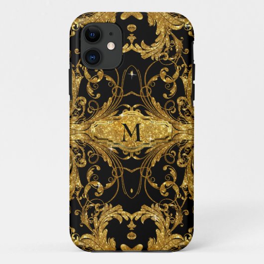 Imitate Gold Glitzer Jugendstil Case-Mate iPhone Hülle (Rückseite)