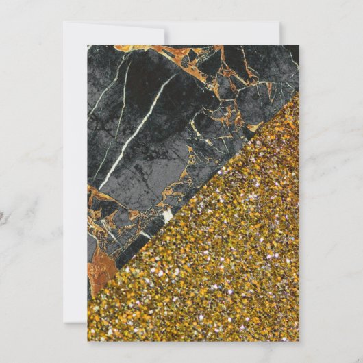 Imitate Gold Glitzer Kohle Grau Marmor Quinceanera Einladung (Rückseite)