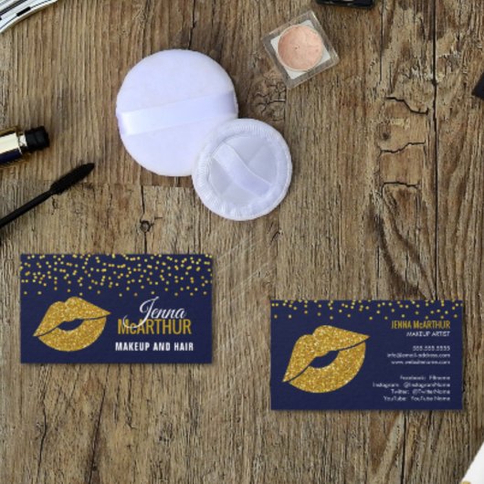 Imitate Gold Glitzer Lips und Confetti Makeup Arti Visitenkarte