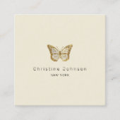 Imitate Gold Glitzer Logo Schmetterling Quadratische Visitenkarte (Vorderseite)