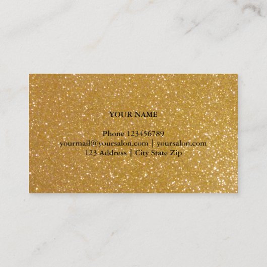 Imitate Gold Glitzer Luxus-Visitenkarten-Vorlage Visitenkarte (Rückseite)