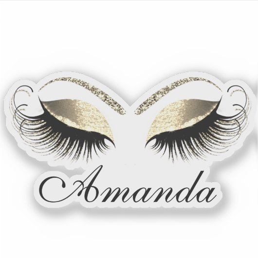 Imitate Gold Glitzer Makeup Artist Lashes Name Aufkleber (Vorderseite)