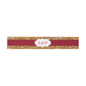 Imitate Gold Glitzer Maroon Red Wedding Monogram Einladungsbanderole (Flach)
