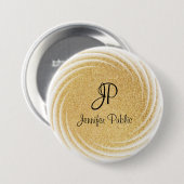 Imitate Gold Glitzer Mit Monogramm Elegante Vorlag Button (Vorne & Hinten)