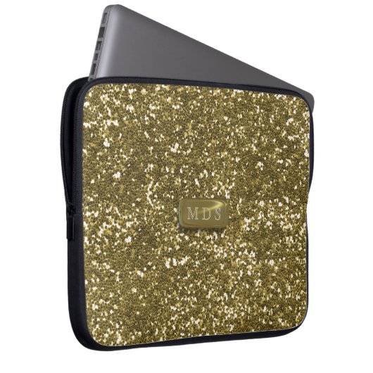 Imitate Gold Glitzer Modernes Monogramm Notebook-S Laptopschutzhülle (Vorne Rechts)