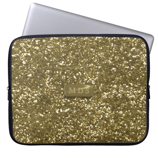 Imitate Gold Glitzer Modernes Monogramm Notebook-S Laptopschutzhülle (Vorderseite)