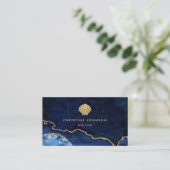 Imitate Gold Glitzer Muschel auf blau Visitenkarte (Stehend Vorderseite)