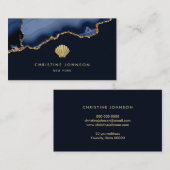 Imitate Gold Glitzer Muschel auf dunkelblau Visitenkarte (Vorne/Hinten)