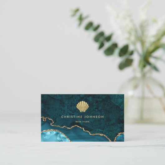 Imitate Gold Glitzer Muschel Design Visitenkarte (Stehend Vorderseite)