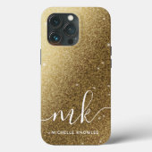 Imitate Gold Glitzer Name und Monogramm Case-Mate iPhone Hülle (Rückseite)