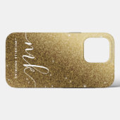 Imitate Gold Glitzer Name und Monogramm Case-Mate iPhone Hülle (Rückseite (Horizontal))