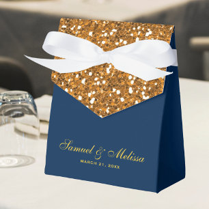 Imitate Gold Glitzer Navy Blue Wedding Geschenkschachtel