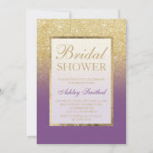 Imitate Gold Glitzer ombre lila schicke Brautparty Einladung (Vorderseite)