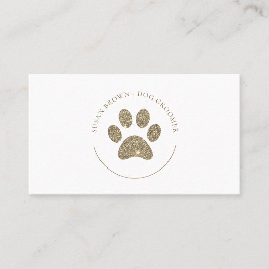 Imitate Gold Glitzer Paw Print Logos Visitenkarte (Vorderseite)