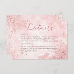 Imitate Gold Glitzer & Pink Moderne Details Begleitkarte