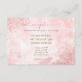 Imitate Gold Glitzer & Pink Moderne Empfang Card Begleitkarte (Vorderseite)
