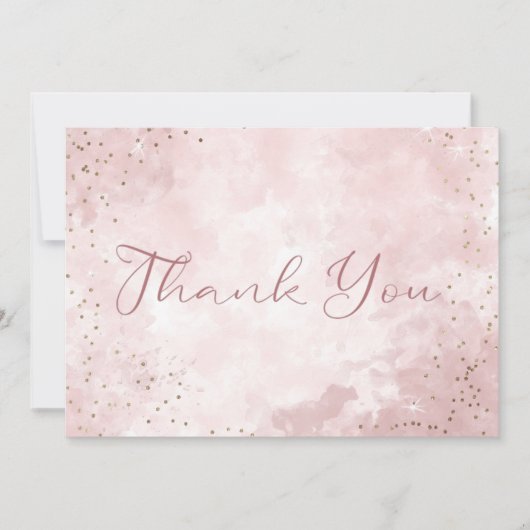 Imitate Gold Glitzer & Pink Moderne Hochzeit Dankeskarte (Vorderseite)