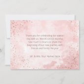 Imitate Gold Glitzer & Pink Moderne Hochzeit Dankeskarte (Rückseite)