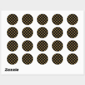 Imitate Gold Glitzer Polka Dots Pattern auf Schwar Runder Aufkleber (Blatt)
