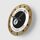 Imitate Gold Glitzer Pool Player Billard Runde Wanduhr (Winkel)