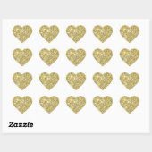 Imitate Gold Glitzer Print Trendy Heart Stickers (Blatt)