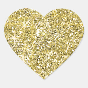 Imitate Gold Glitzer Print Trendy Heart Stickers