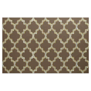 Imitate Gold Glitzer Quatrefolie Ikat mit brauner  Stoff