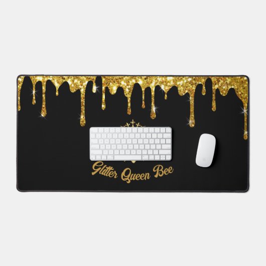 Imitate Gold Glitzer Queen Bee Design Schreibtischunterlage (Tastatur & Maus)