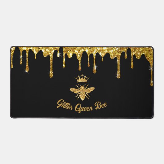 Imitate Gold Glitzer Queen Bee Design Schreibtischunterlage (Vorderseite)