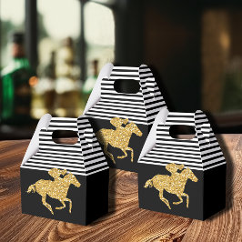 Imitate Gold Glitzer Race Pferd Schwarz-weiße Stre Geschenkschachtel