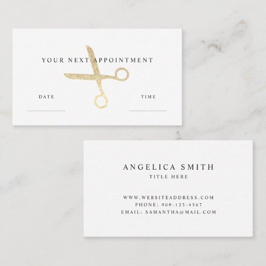 Imitate Gold-Glitzer-Schere Terminkarte (Vorne/Hinten)