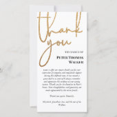 Imitate Gold Glitzer Script & Foto Beerdigung Viel Dankeskarte (Vorderseite)