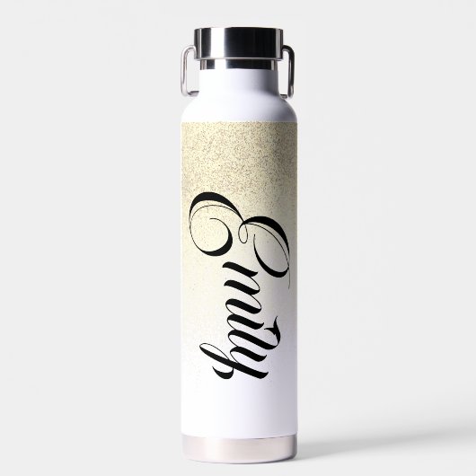 Imitate Gold Glitzer Script Monogram Water Bottle Trinkflasche (Vorne)