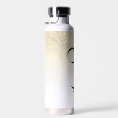 Imitate Gold Glitzer Script Monogram Water Bottle Trinkflasche (Rechts)