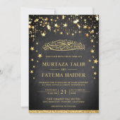Imitate Gold Glitzer Stars Chalkboard muslimische Einladung (Vorderseite)