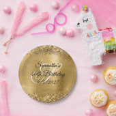 Imitate Gold Glitzer und Foil 40. Geburtstag Pappteller (Party)